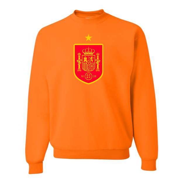 Men's Spain Red Logo National Soccer Team Crewneck Sweatshirt