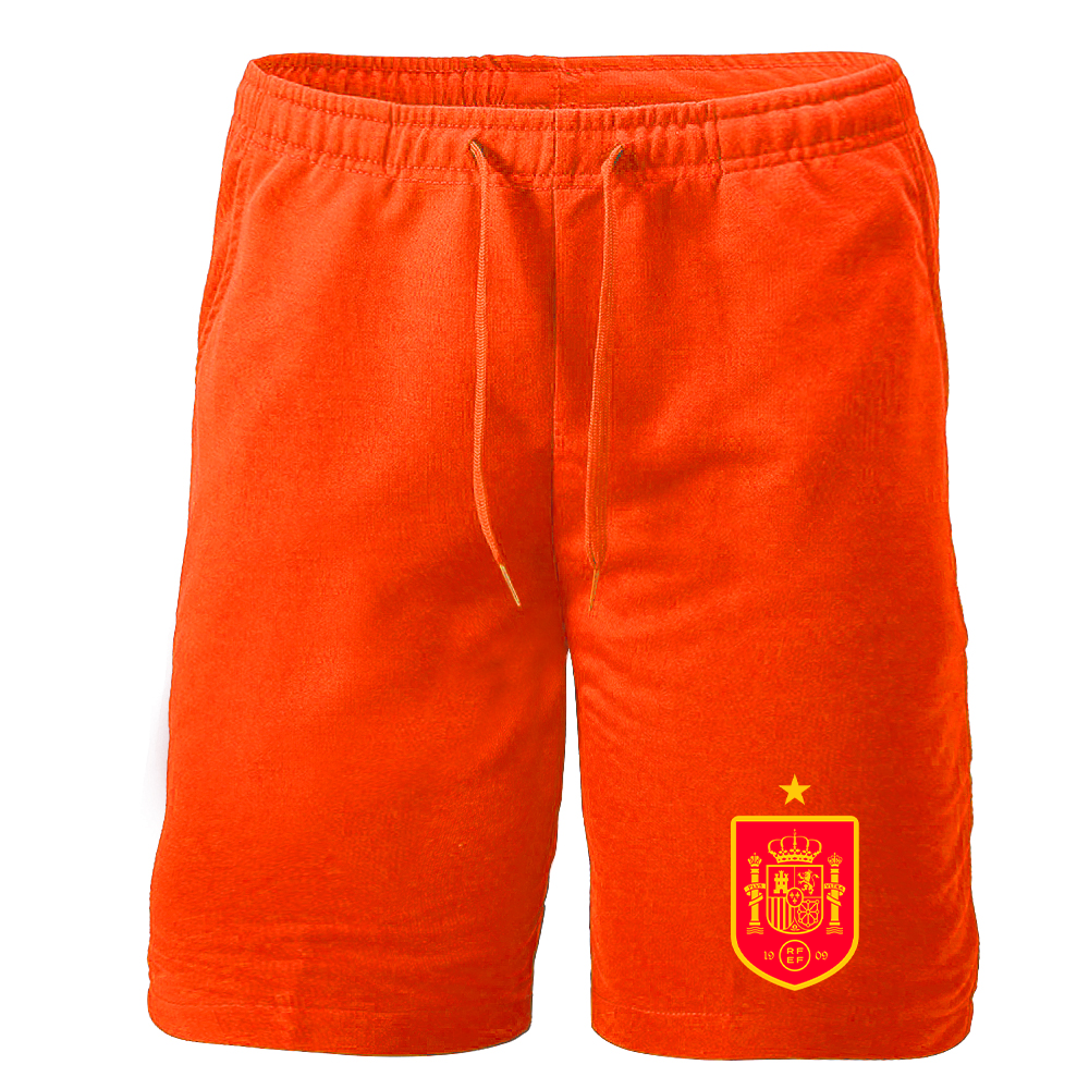 Men's Spain Red Logo National Soccer Team Athletic Fleece Shorts