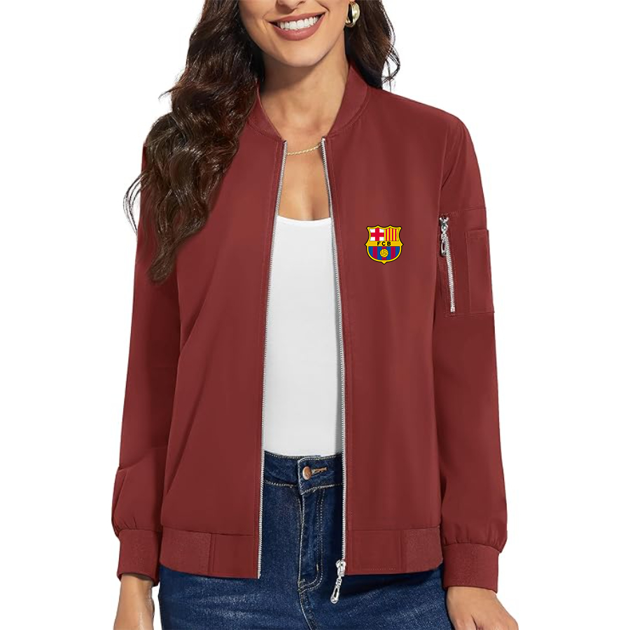 Women's  F.C. Barcelona Soccer - Premium Bomber Jacket with Polished Detailing and Functional Sleeve Pocket - Modern Luxury Outerwear (Copy)