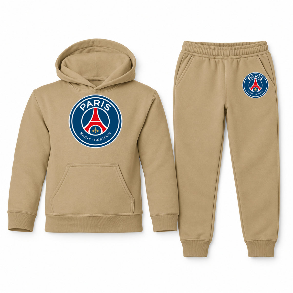 Paris Saint-Germain Soccer youth hoodie jogger set, Khaki, Youth Large ages 10–12