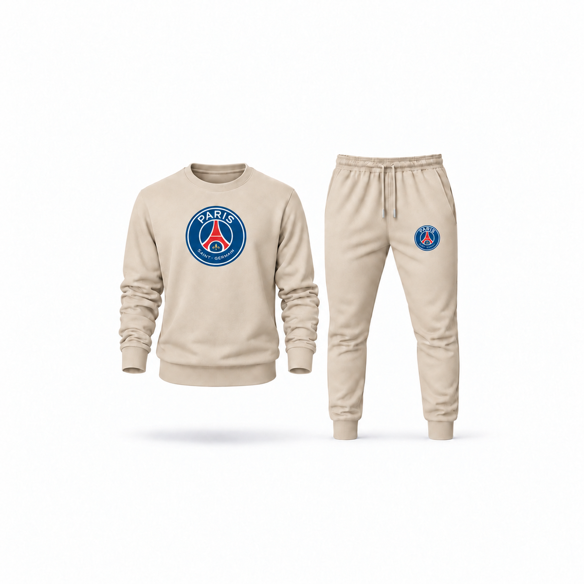 Men's Paris Saint-Germain Soccer Sweatshirt Joggers Set | Color: Tan | Main