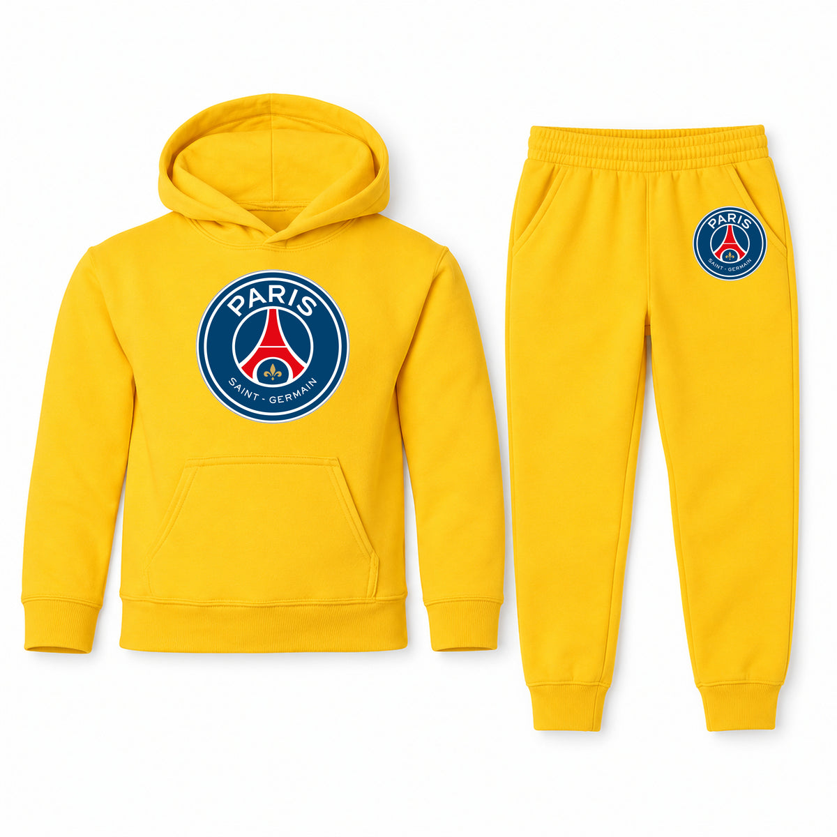 Paris Saint-Germain Soccer youth hoodie jogger set, Yellow, Youth Large ages 10–12