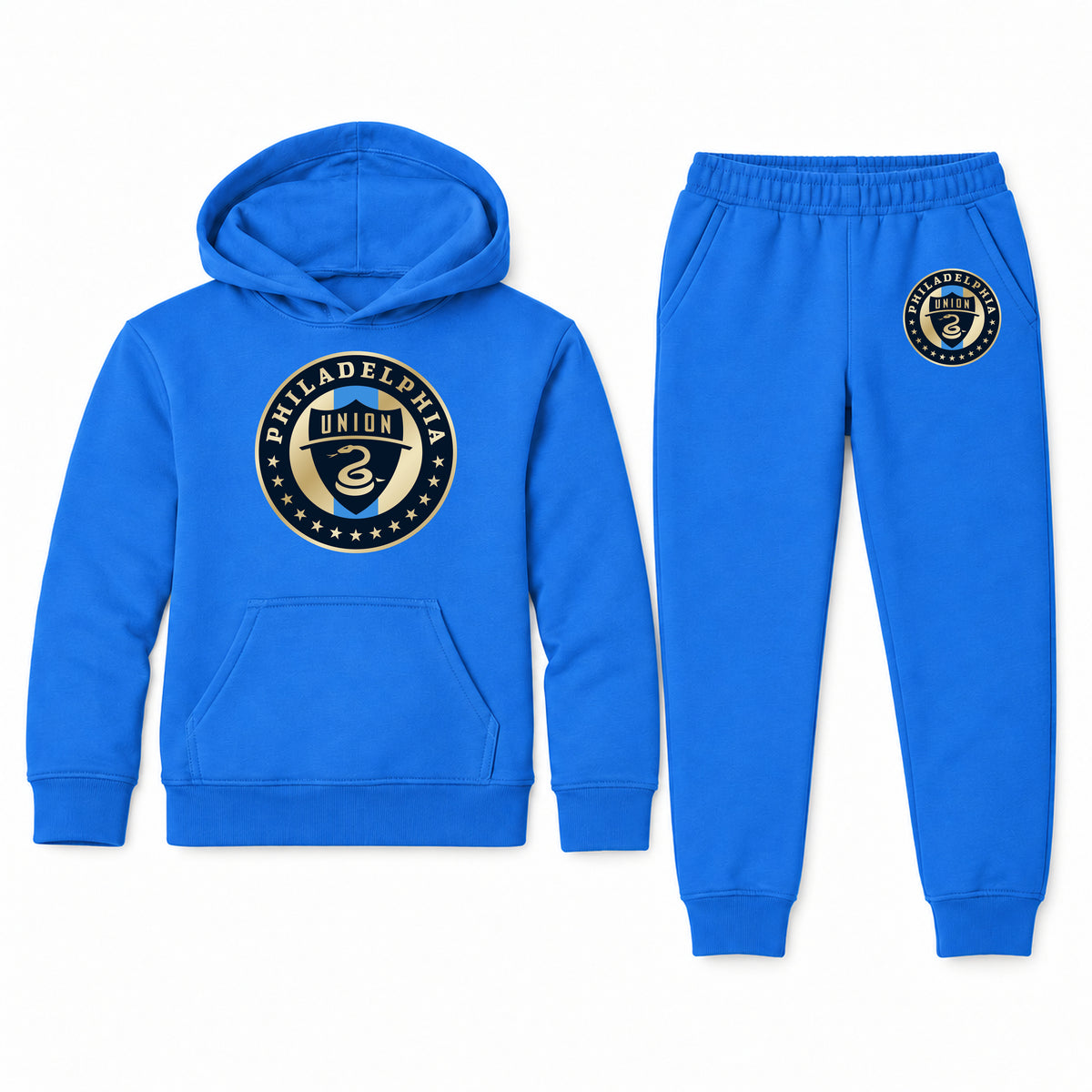 Philadelphia Union FC youth hoodie jogger set, Blue, Youth Large ages 10–12