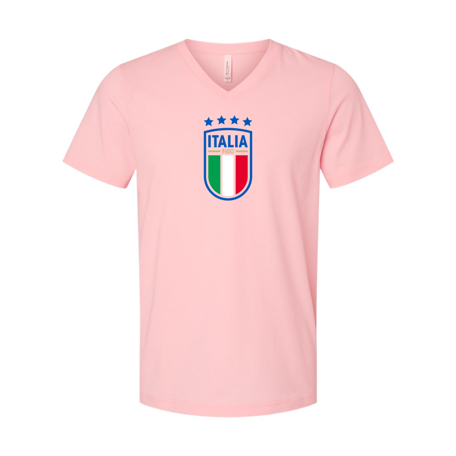 Men’s Italy National Soccer Team  - BELLA + CANVAS - Jersey V-Neck Tee - 3005