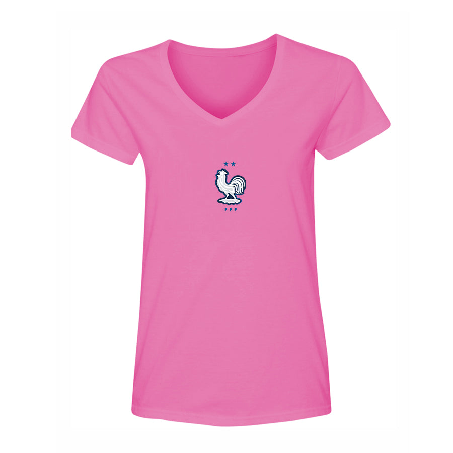 Women's France National Soccer Team  V-Neck T-Shirt