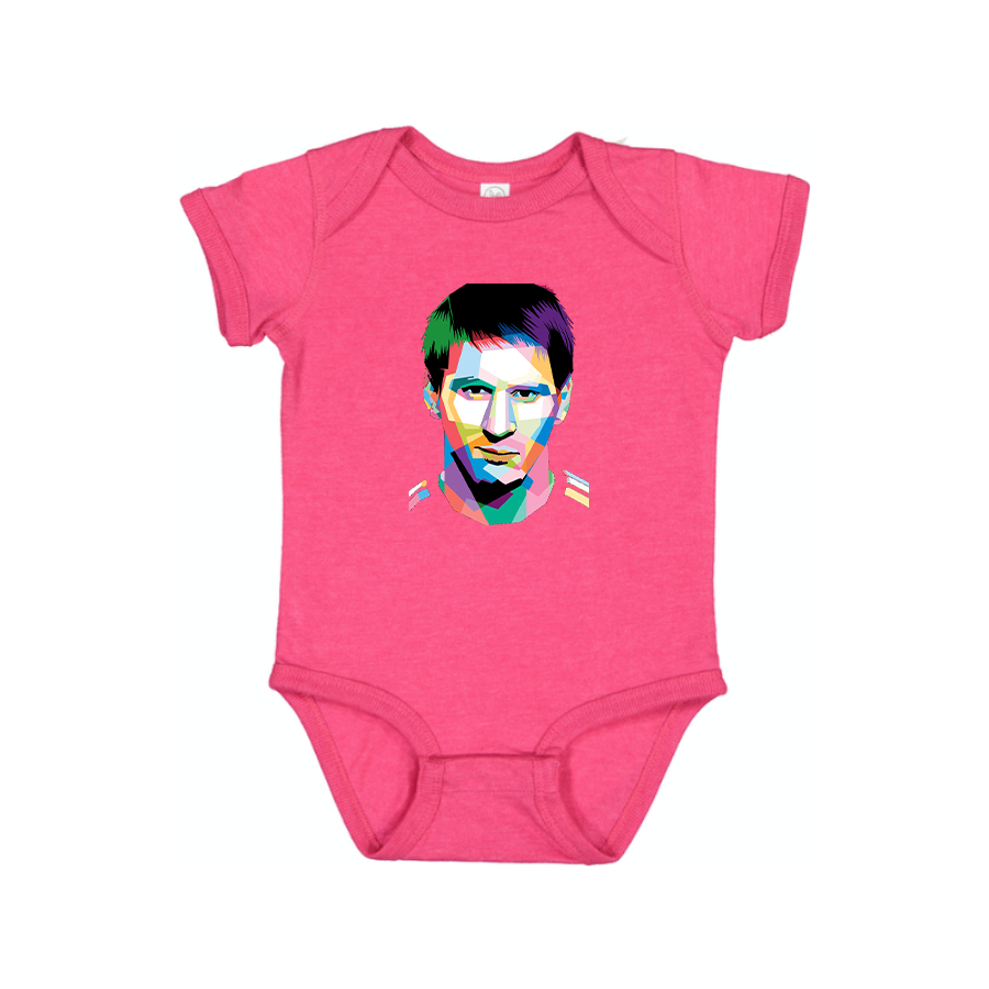 Lionel Messi Face Art Soccer Baby Romper Onesie