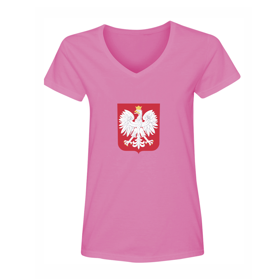 Women's Poland National Soccer Team V-Neck T-Shirt