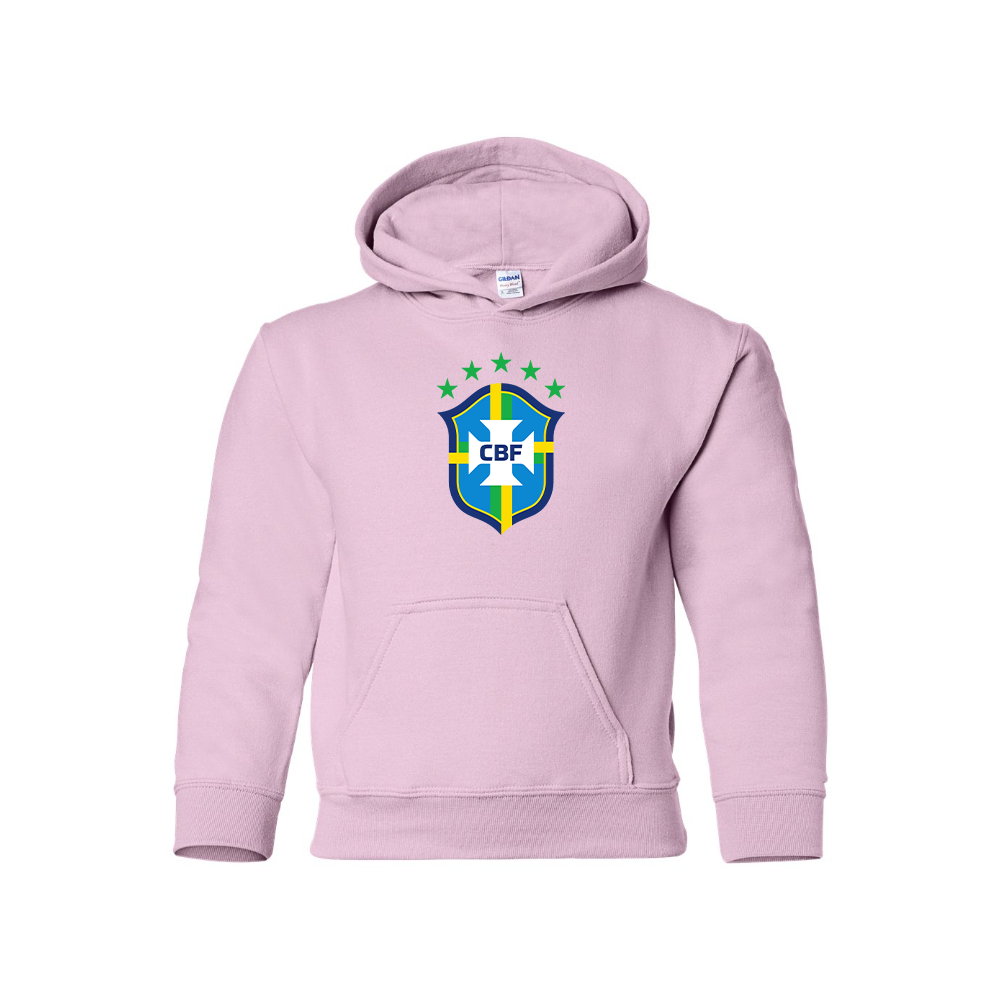 Youth Kids Brazil National Soccer Team Pullover Hoodie