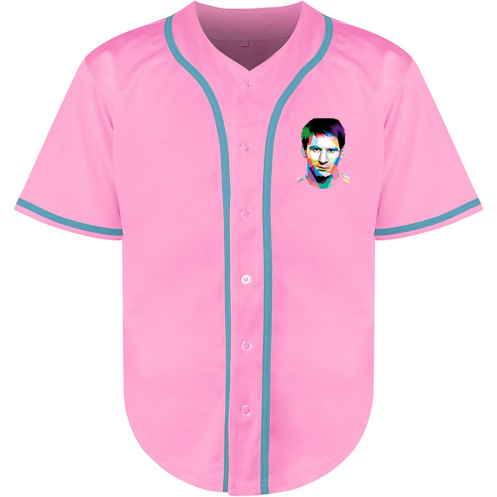 Men's Lionel Messi Face Art Soccer Baseball Jersey