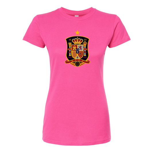 Women's Spain National Soccer Team Round Neck T-Shirt