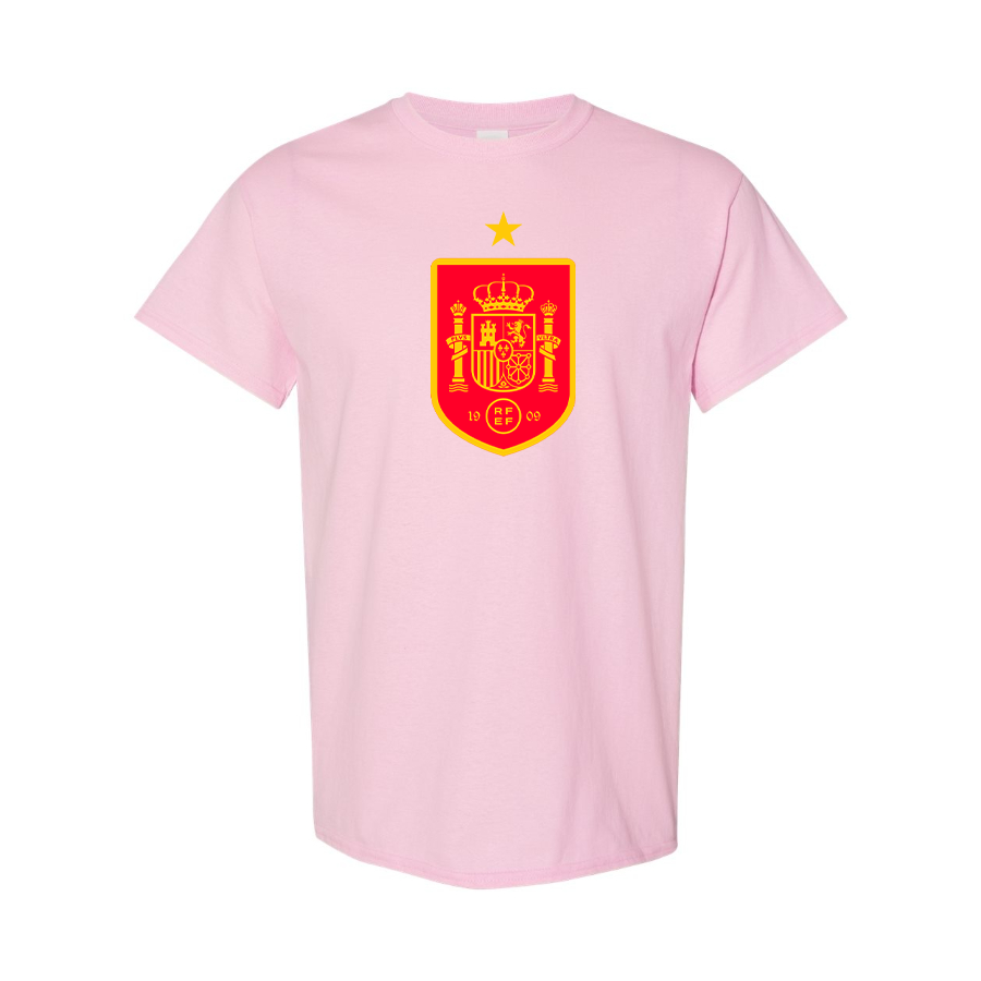 Youth Kids Spain Red Logo National Soccer Team Cotton T-Shirt