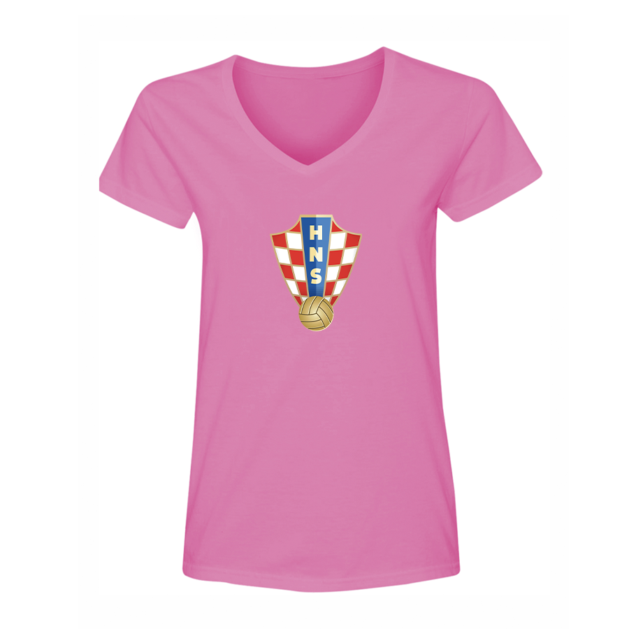 Women's Croatia National Soccer Team V-Neck T-Shirt