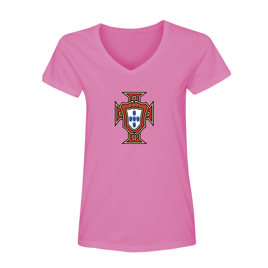 Women's Portugal National Soccer Team V-Neck T-Shirt