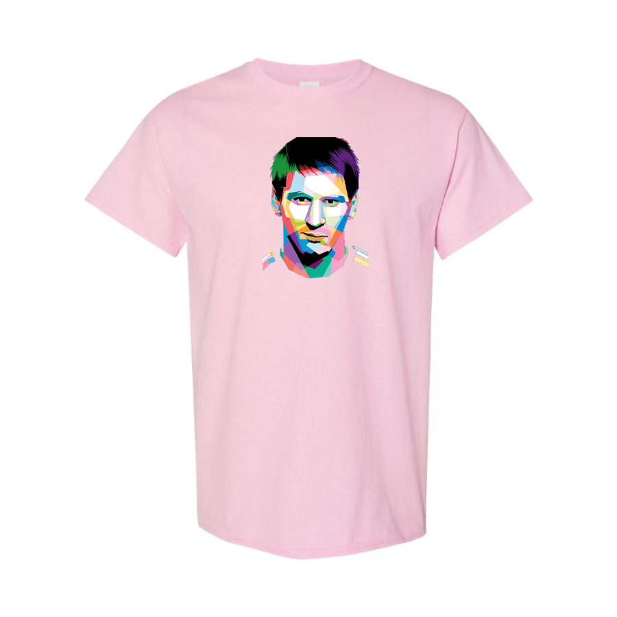 Youth Kids Lionel Messi Face Art Soccer Cotton T-Shirt