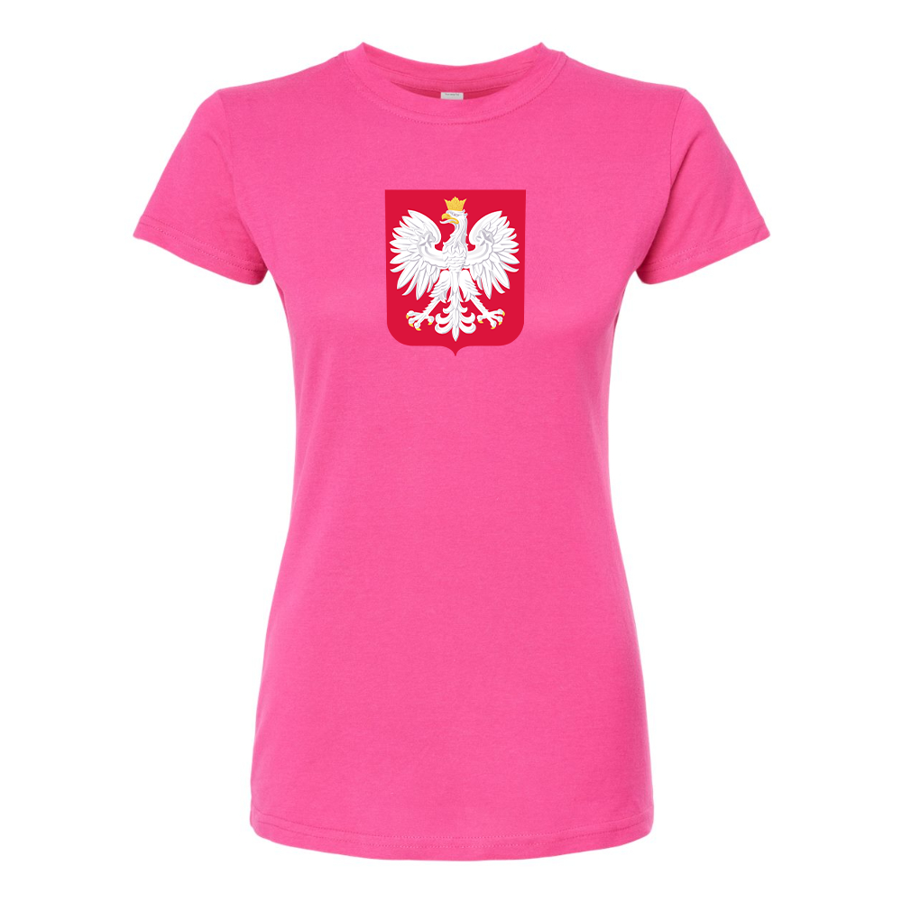 Women's Poland National Soccer Team Round Neck T-Shirt