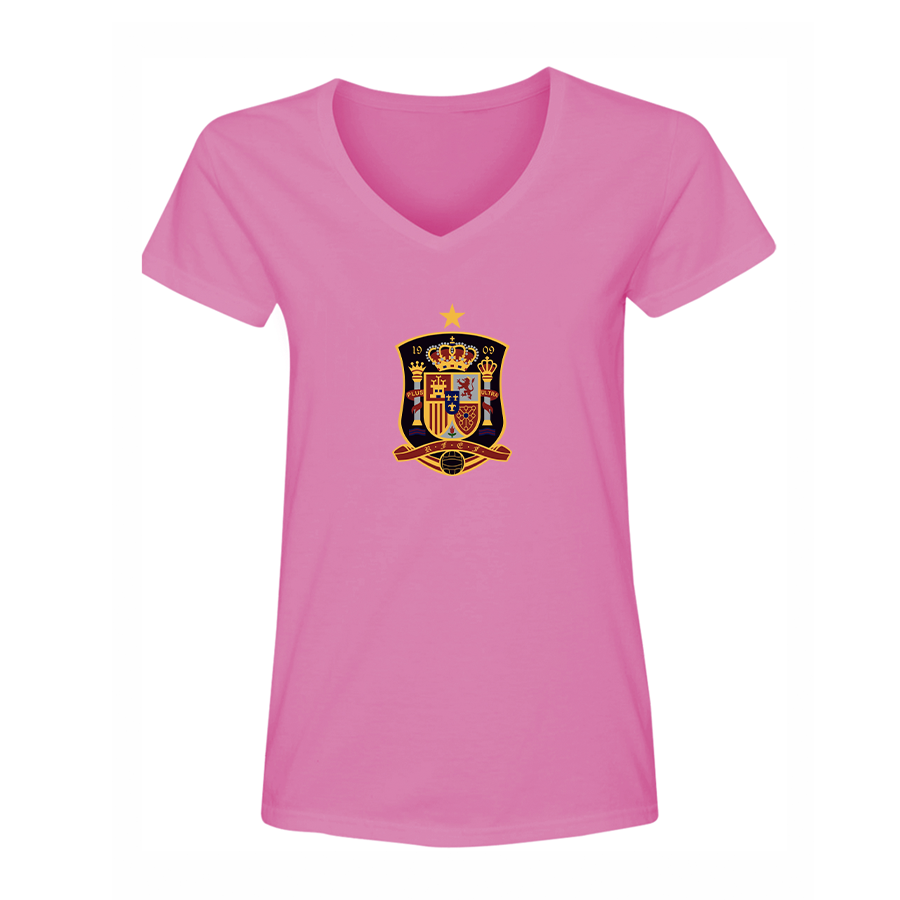 Women's Spain National Soccer Team V-Neck T-Shirt