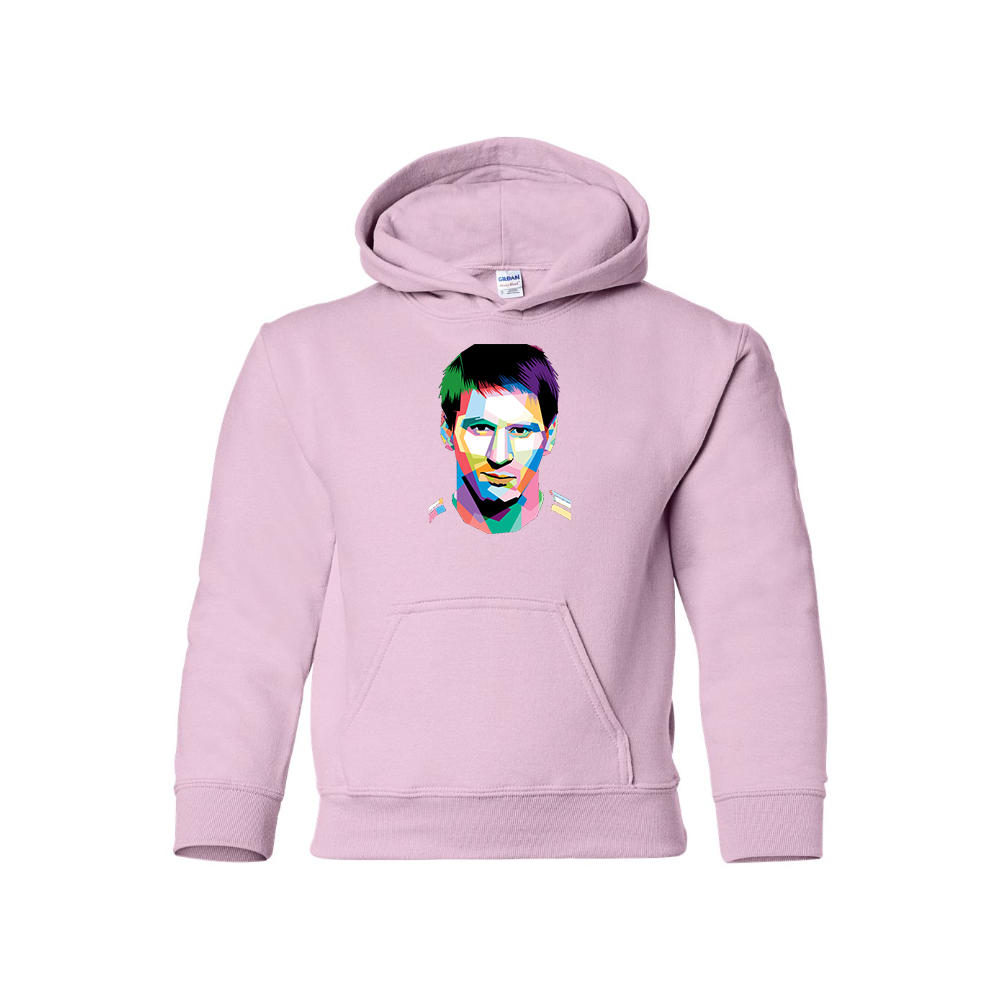 Youth Kids Lionel Messi Face Art Soccer Pullover Hoodie