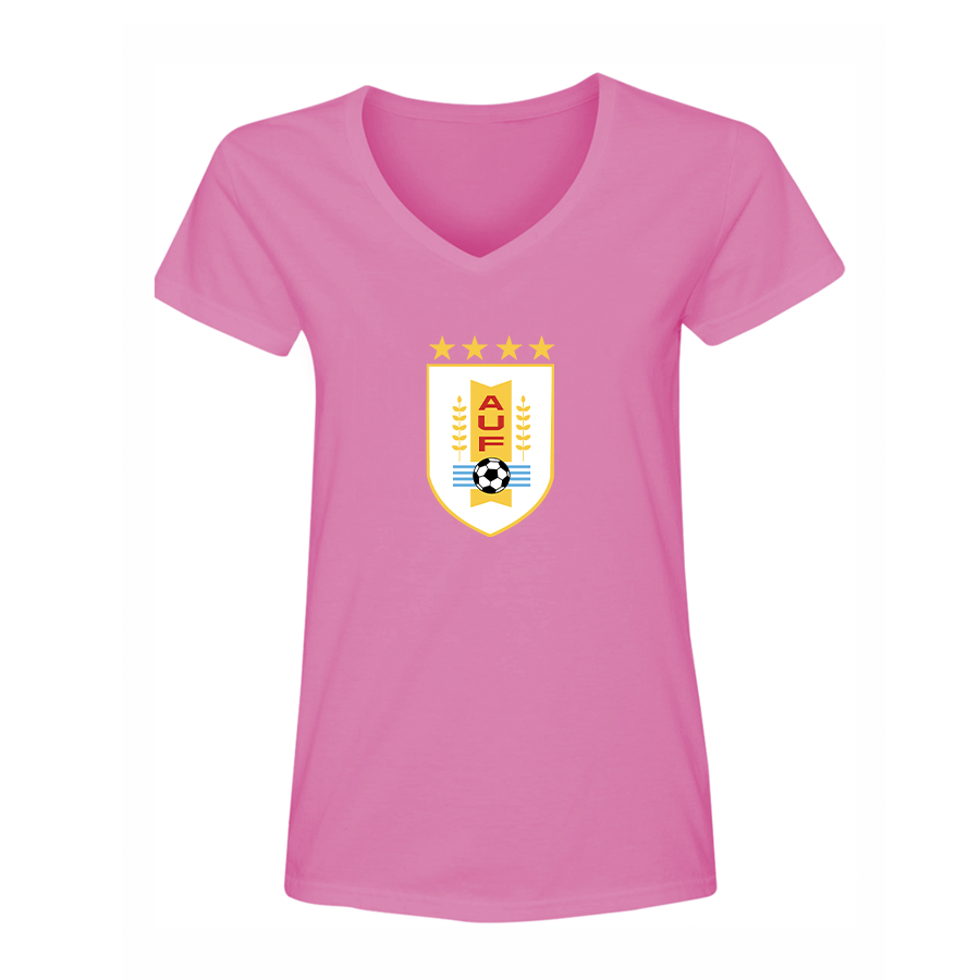 Women's Uruguay National Soccer Team V-Neck T-Shirt