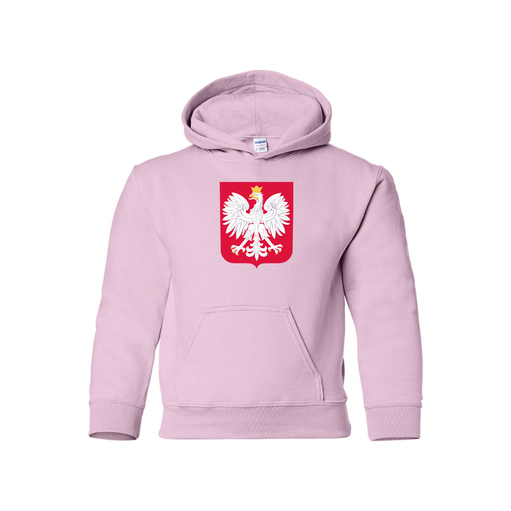 Youth Kids Poland National Soccer Team Pullover Hoodie