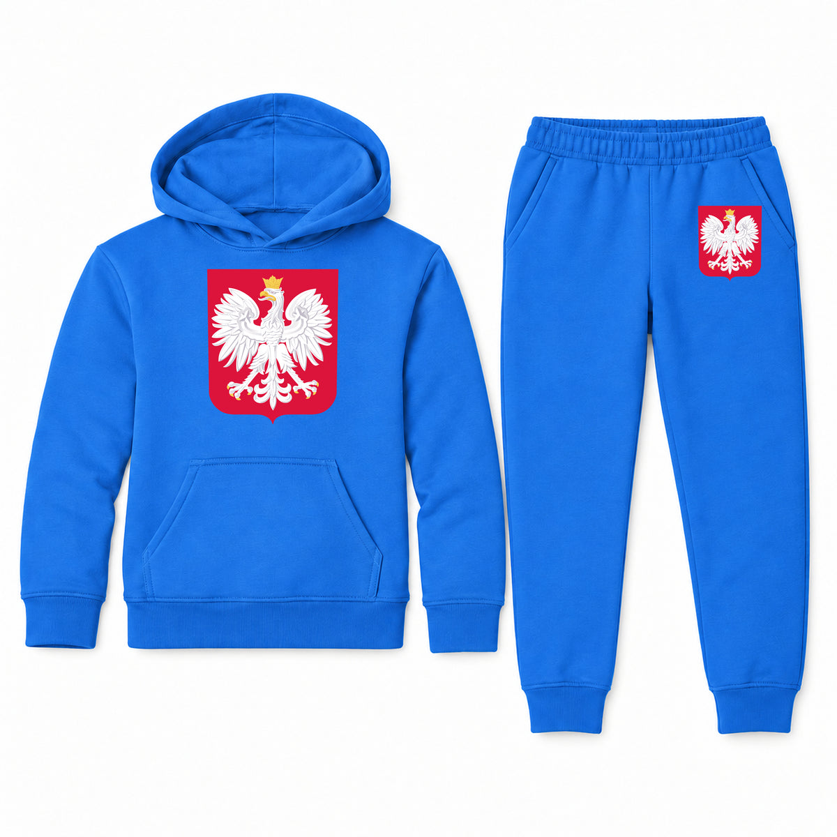 Poland National Soccer Team youth hoodie jogger set, Blue, Youth Large ages 10–12