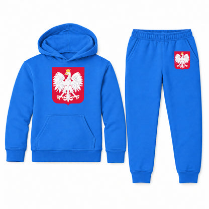 Poland National Soccer Team youth hoodie jogger set, Blue, Youth Large ages 10–12