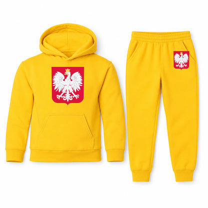 Poland National Soccer Team youth hoodie jogger set, Yellow, Youth Large ages 10–12