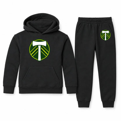 Portland Timbers FC youth hoodie jogger set, Black, Youth Large ages 10–12