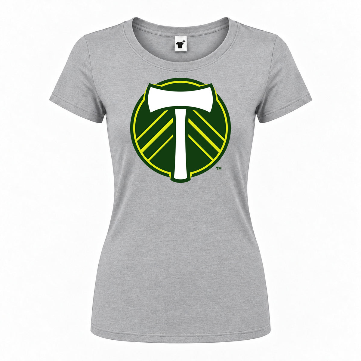 Women's Portland Timbers FC Round Neck T-Shirt — Grey — original logo on current Drive garment
