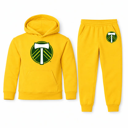 Portland Timbers FC youth hoodie jogger set, Yellow, Youth Large ages 10–12