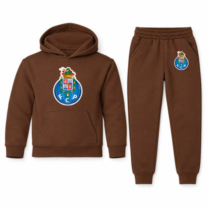 Porto FC youth hoodie jogger set, Brown, Youth Large ages 10–12