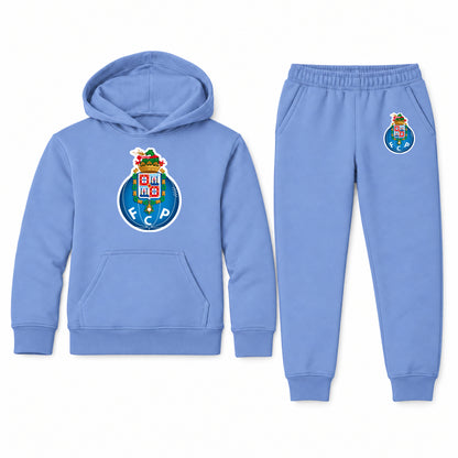 Porto FC youth hoodie jogger set, Carolina Blue, Youth Large ages 10–12