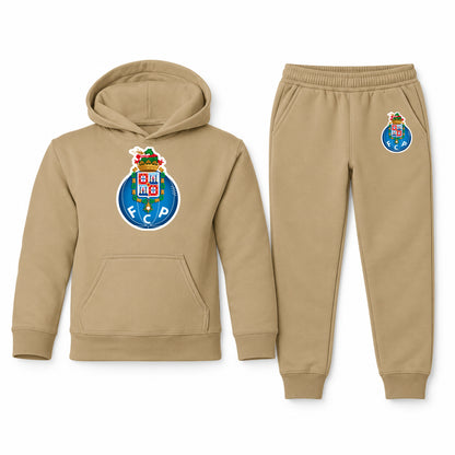 Porto FC youth hoodie jogger set, Khaki, Youth Large ages 10–12