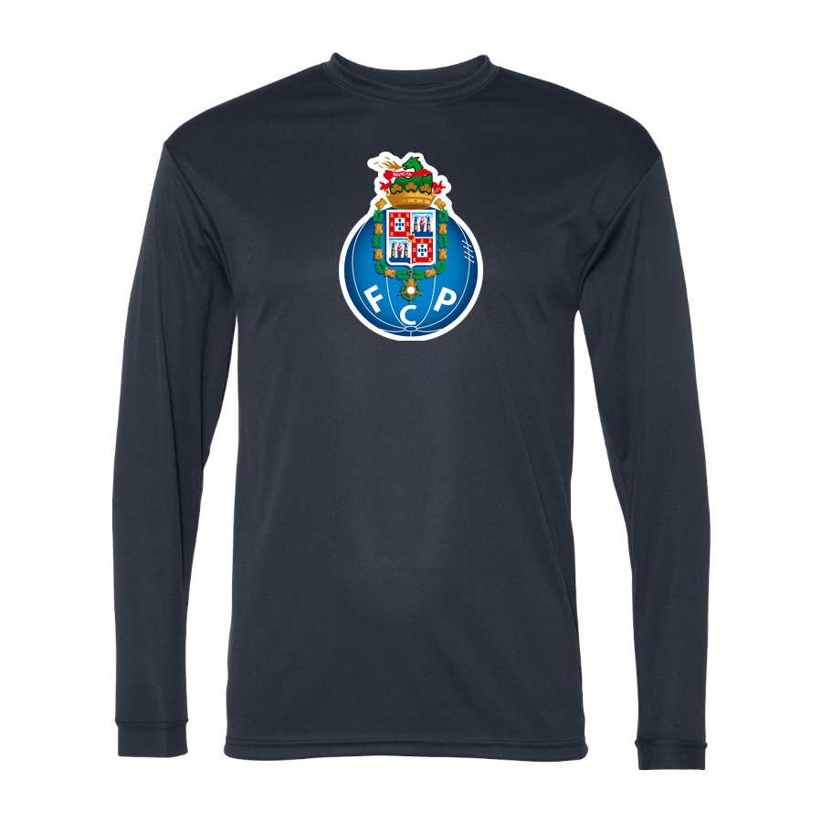 Men's Porto FC Performance Long Sleeve T-Shirt | Color: Navy | Original artwork on Drive garment