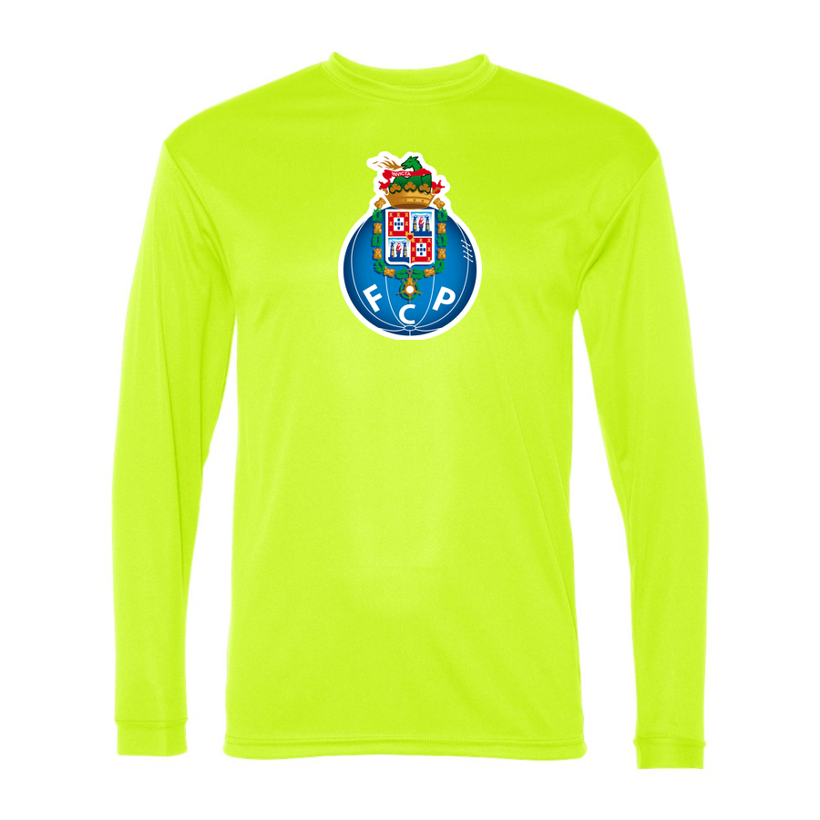 Men's Porto FC Performance Long Sleeve T-Shirt | Color: Safety Yellow | Original artwork on Drive garment