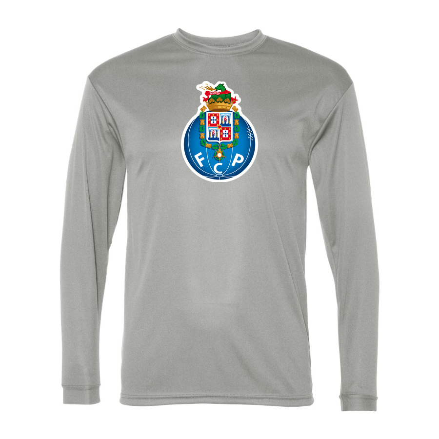 Men's Porto FC Performance Long Sleeve T-Shirt | Color: Silver | Original artwork on Drive garment