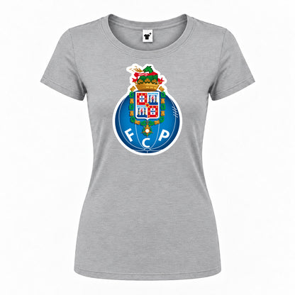 Women's Porto FC Round Neck T-Shirt — Grey — original logo on current Drive garment