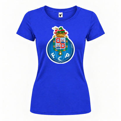 Women's Porto FC Round Neck T-Shirt — Royal Blue — original logo on current Drive garment