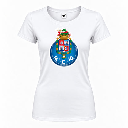 Women's Porto FC Round Neck T-Shirt — White — original logo on current Drive garment