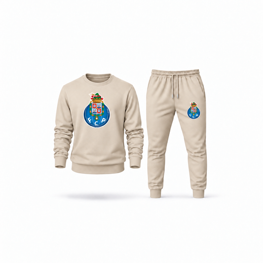 Men's Porto FC Sweatshirt Joggers Set | Color: Tan | Main