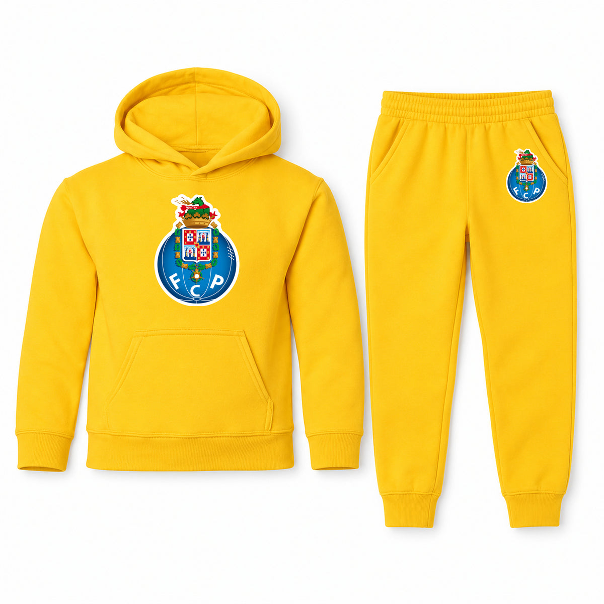 Porto FC youth hoodie jogger set, Yellow, Youth Large ages 10–12
