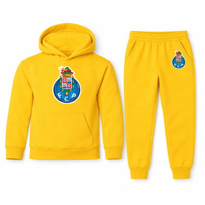 Porto FC youth hoodie jogger set, Yellow, Youth Large ages 10–12