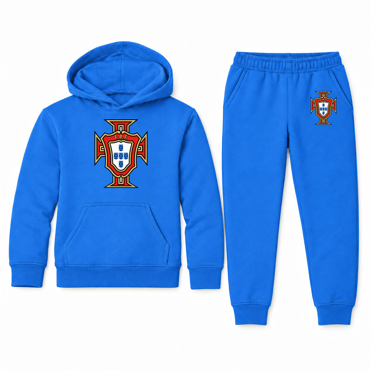 Portugal National Soccer Team youth hoodie jogger set, Blue, Youth Large ages 10–12