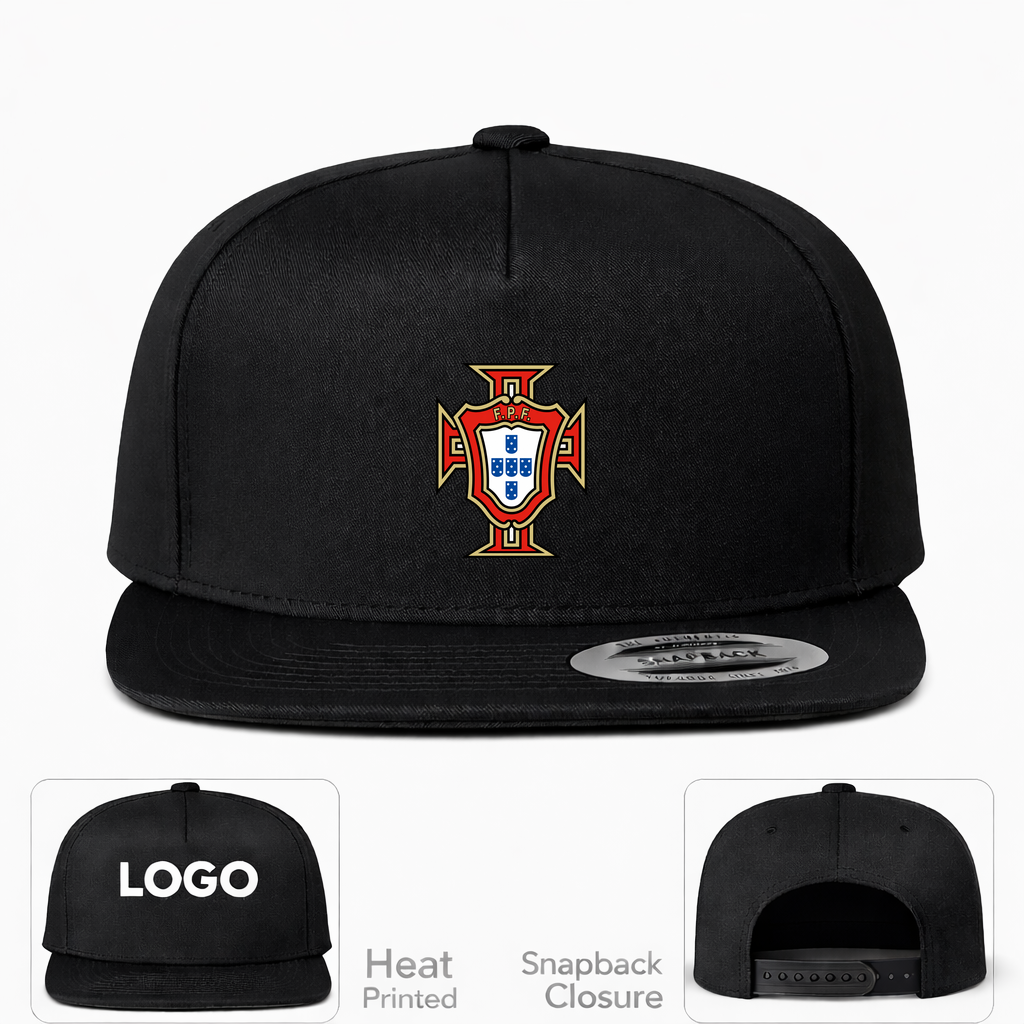 Portugal National Soccer Team Snapback Hat | Color: Black | Original artwork on Drive garment