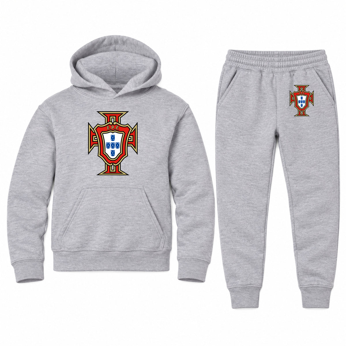 Portugal National Soccer Team youth hoodie jogger set, Sports Grey, Youth Large ages 10–12