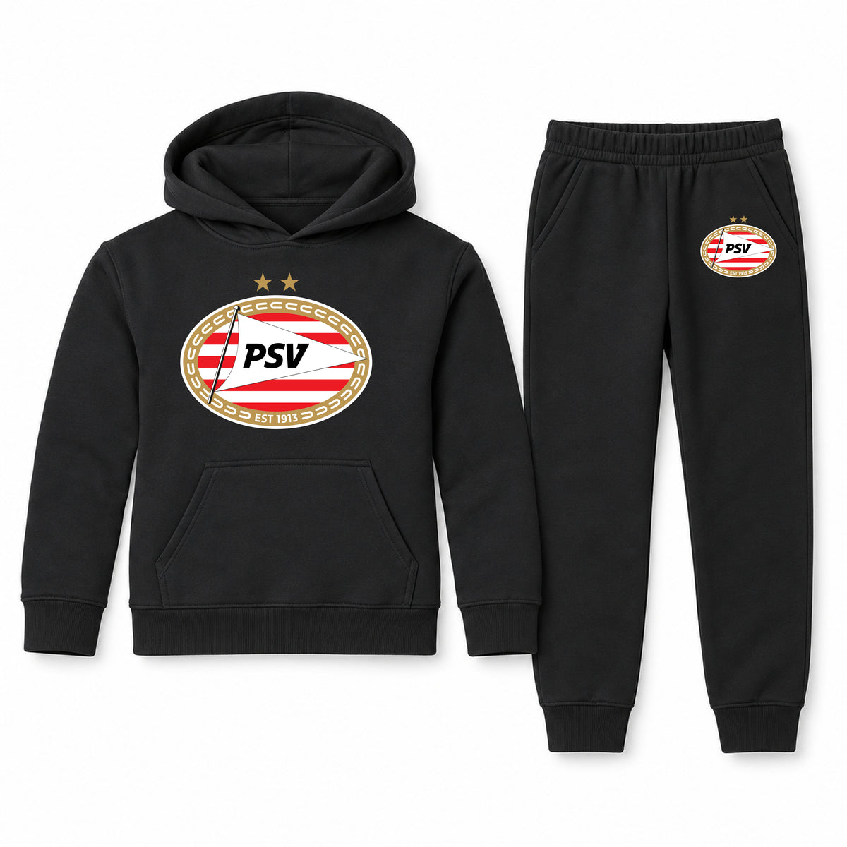 PSV Eindhoven FC youth hoodie jogger set, Black, Youth Large ages 10–12