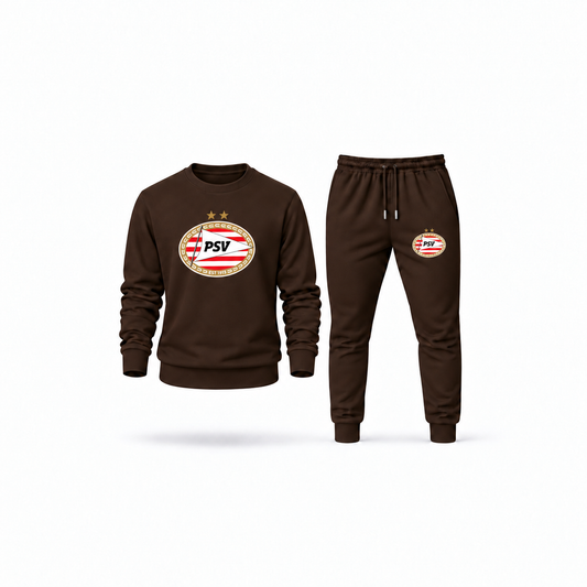 Men's PSV Eindhoven FC Sweatshirt Joggers Set | Color: Brown | Main