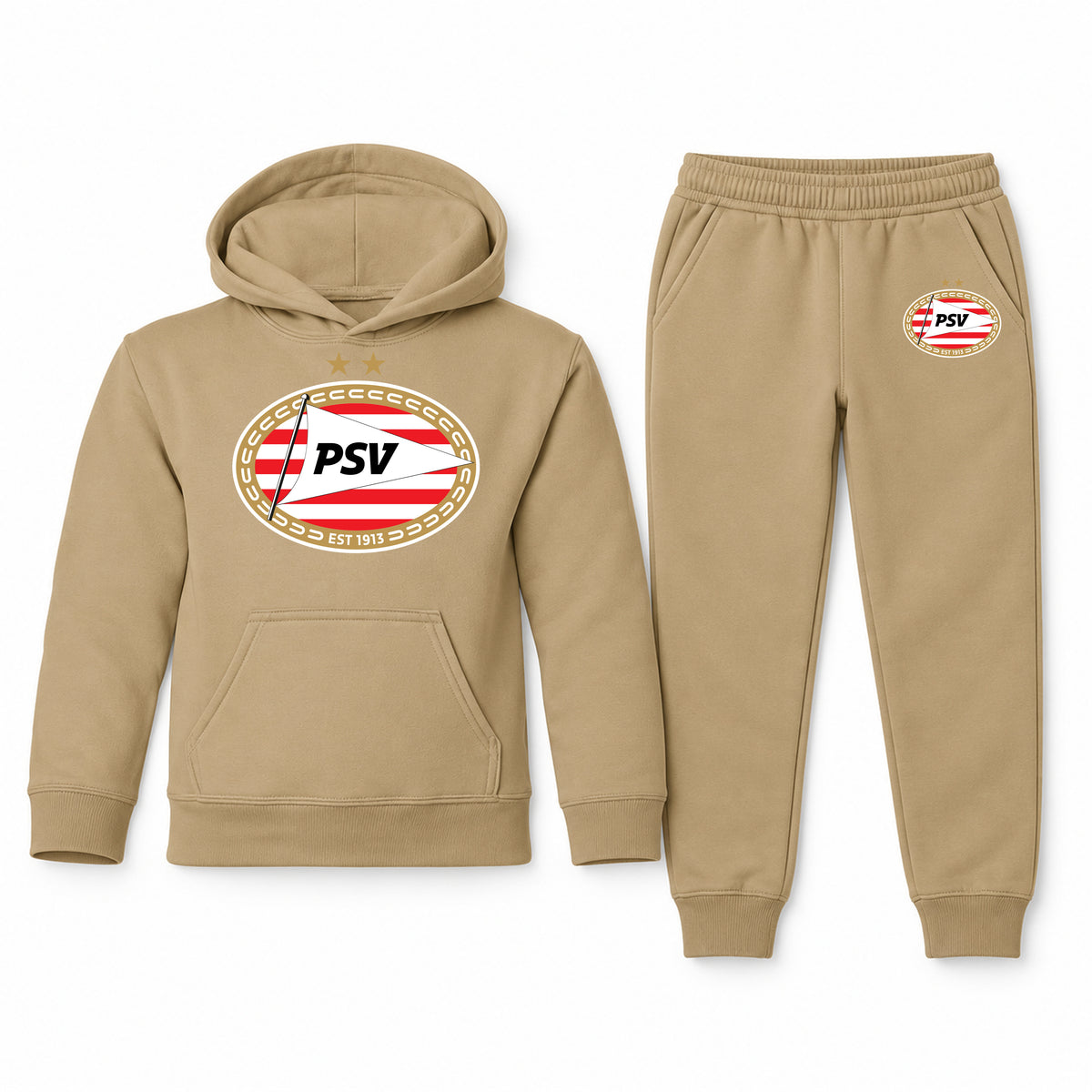 PSV Eindhoven FC youth hoodie jogger set, Khaki, Youth Large ages 10–12