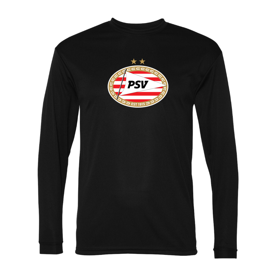 Men's PSV Eindhoven FC Performance Long Sleeve T-Shirt | Color: Black | Original artwork on Drive garment