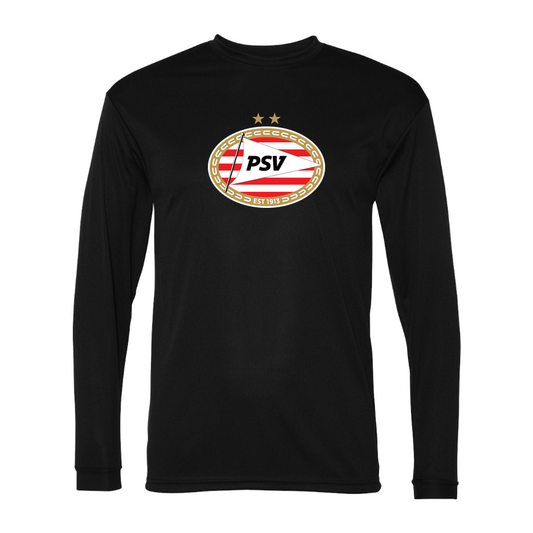 Men's PSV Eindhoven FC Performance Long Sleeve T-Shirt | Color: Black | Original artwork on Drive garment