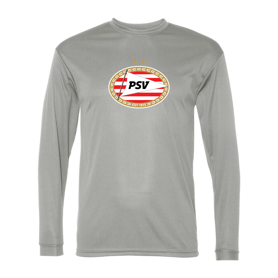 Men's PSV Eindhoven FC Performance Long Sleeve T-Shirt | Color: Silver | Original artwork on Drive garment